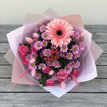 Букет цветов из:  Розы, Герберы и Хризантемы в Тарбагатае